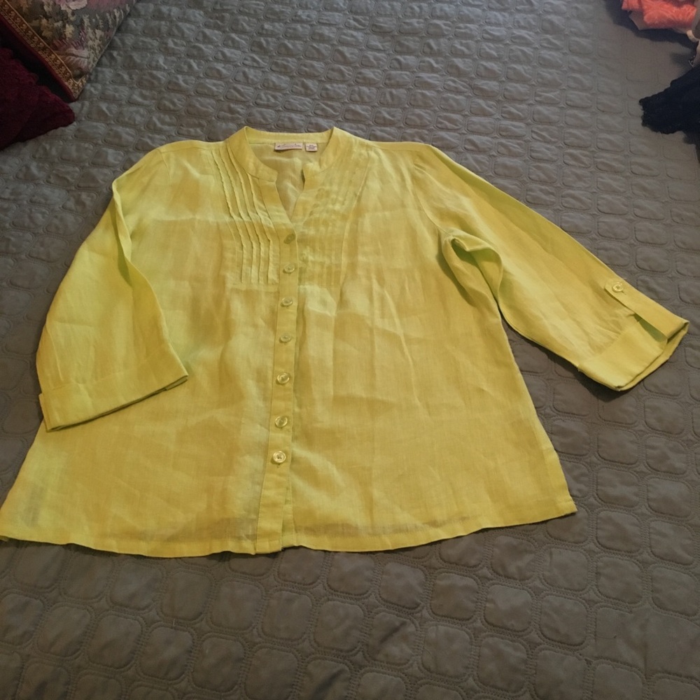 Bright yellow linen shirt